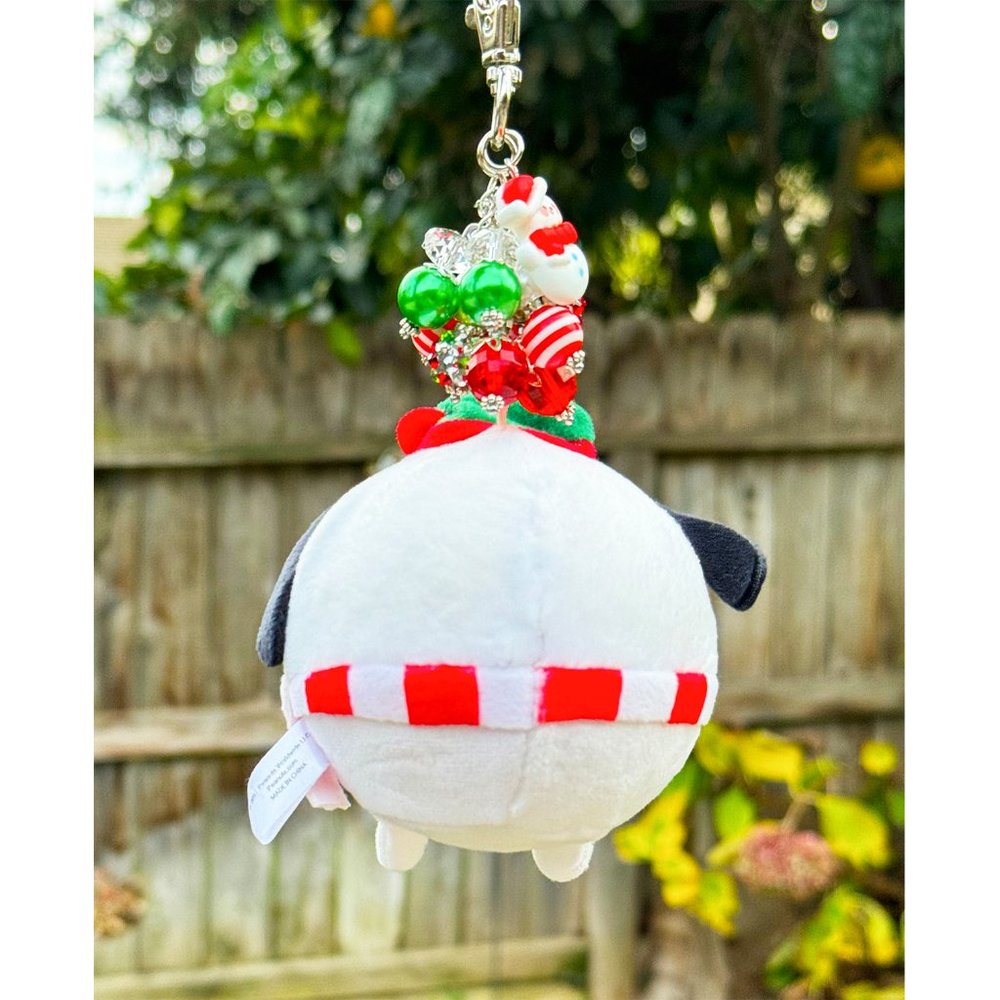 Peanuts Snoopy Christmas Winter Holiday Plush Keychain Bag Purse Charm View 5